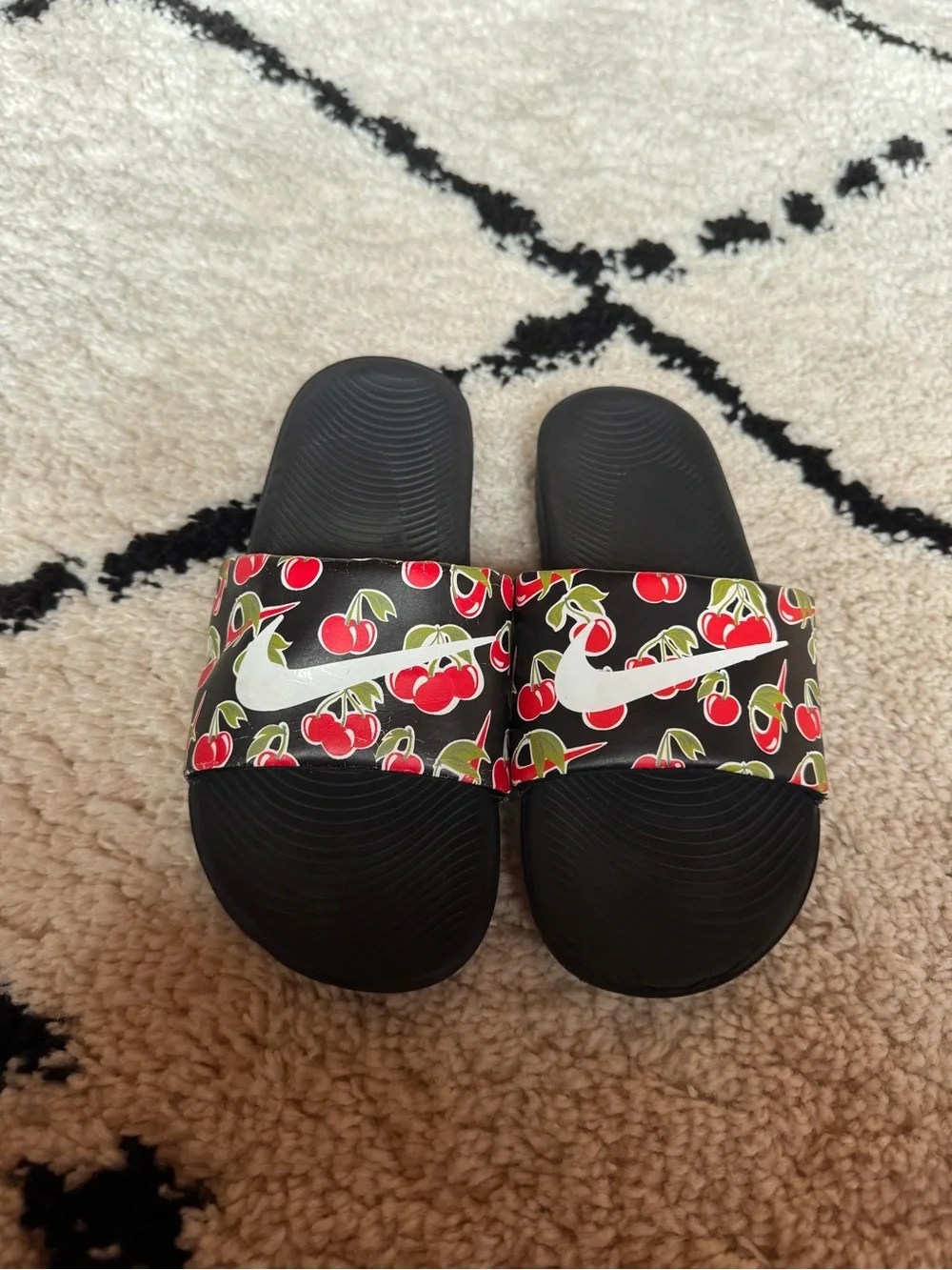 Nike Black Cherry Print Slide Sandals